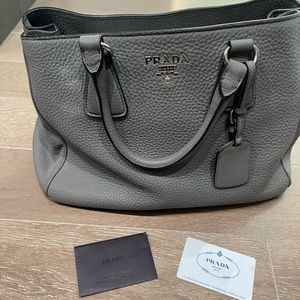 Prada-pebbled grey leather